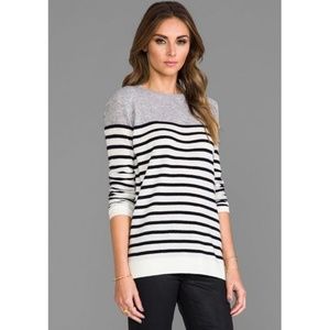 VINCE Colorblock Breton Stripe Cashmere Sweater